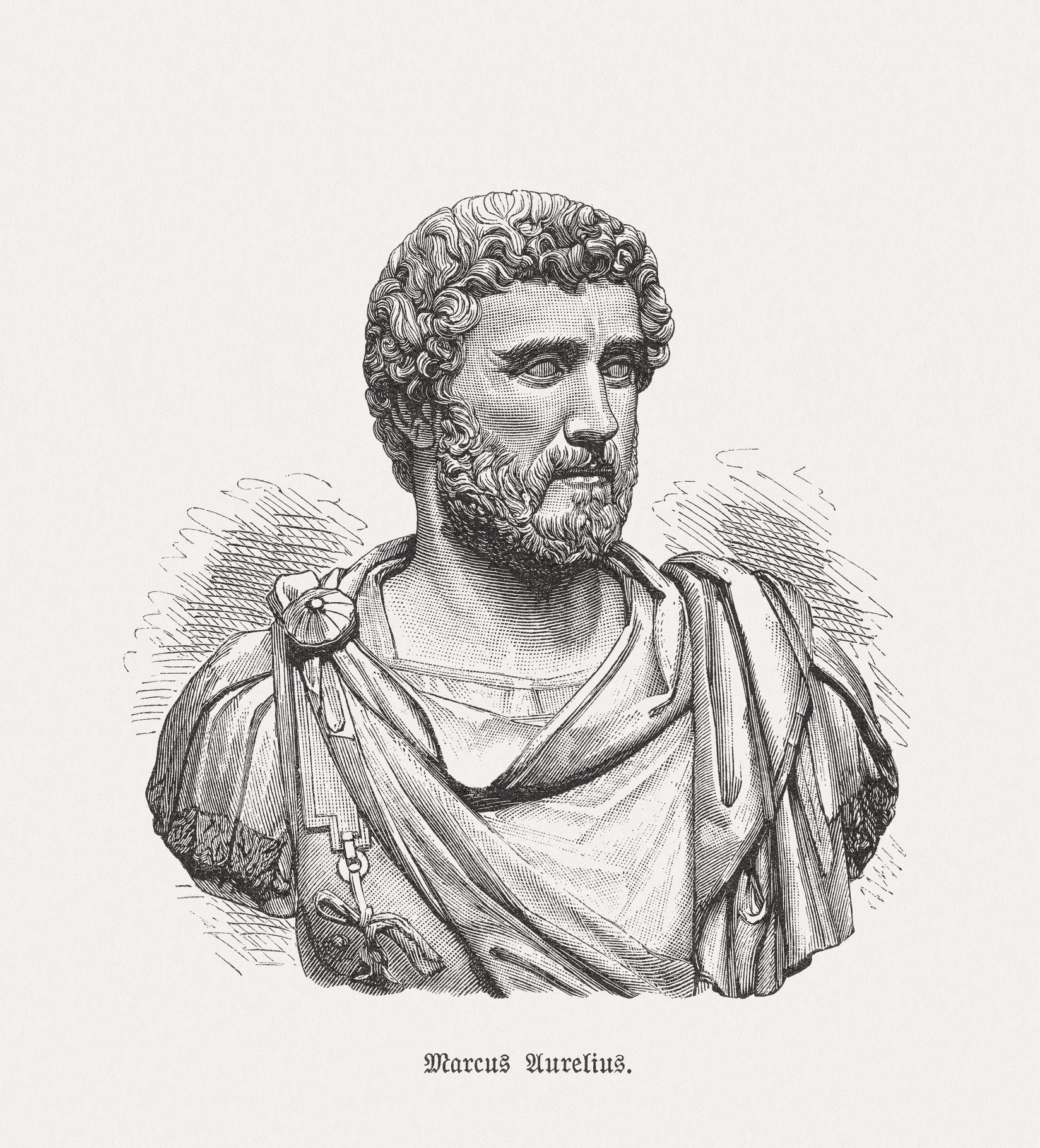 Marcus Aurelius (121-180), Roman emperor, wood engraving, published in 1893