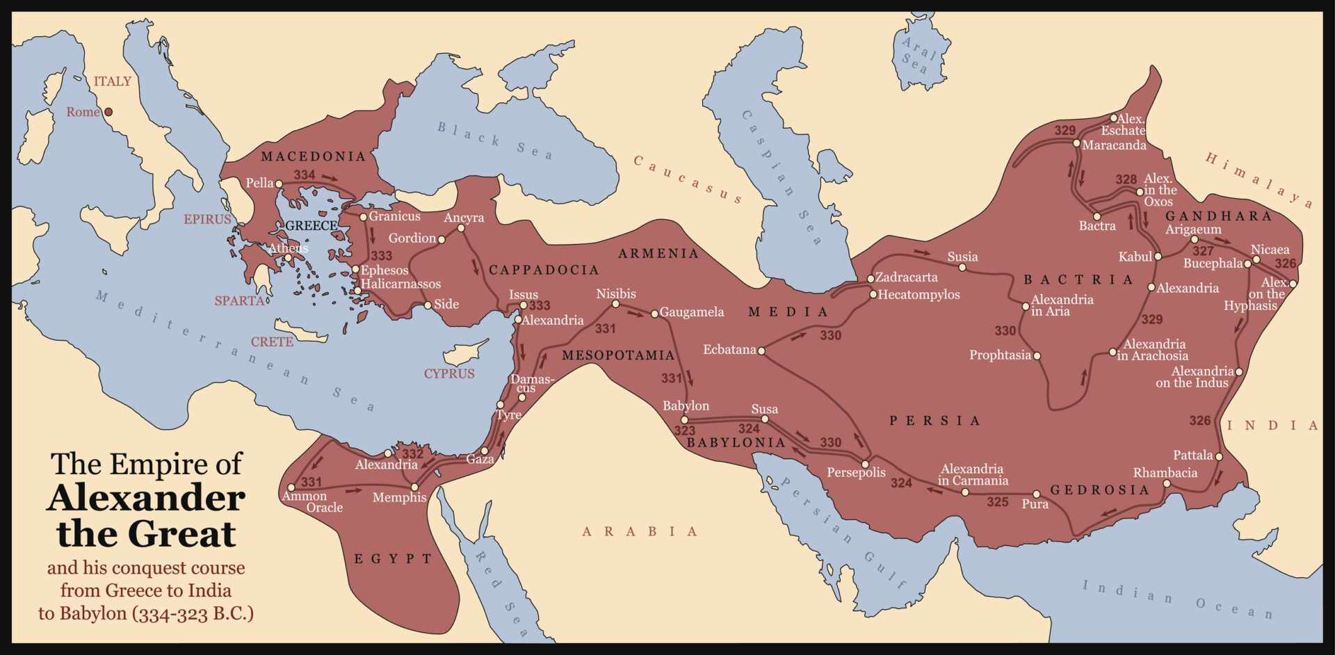 Persian Empire map 330 BC