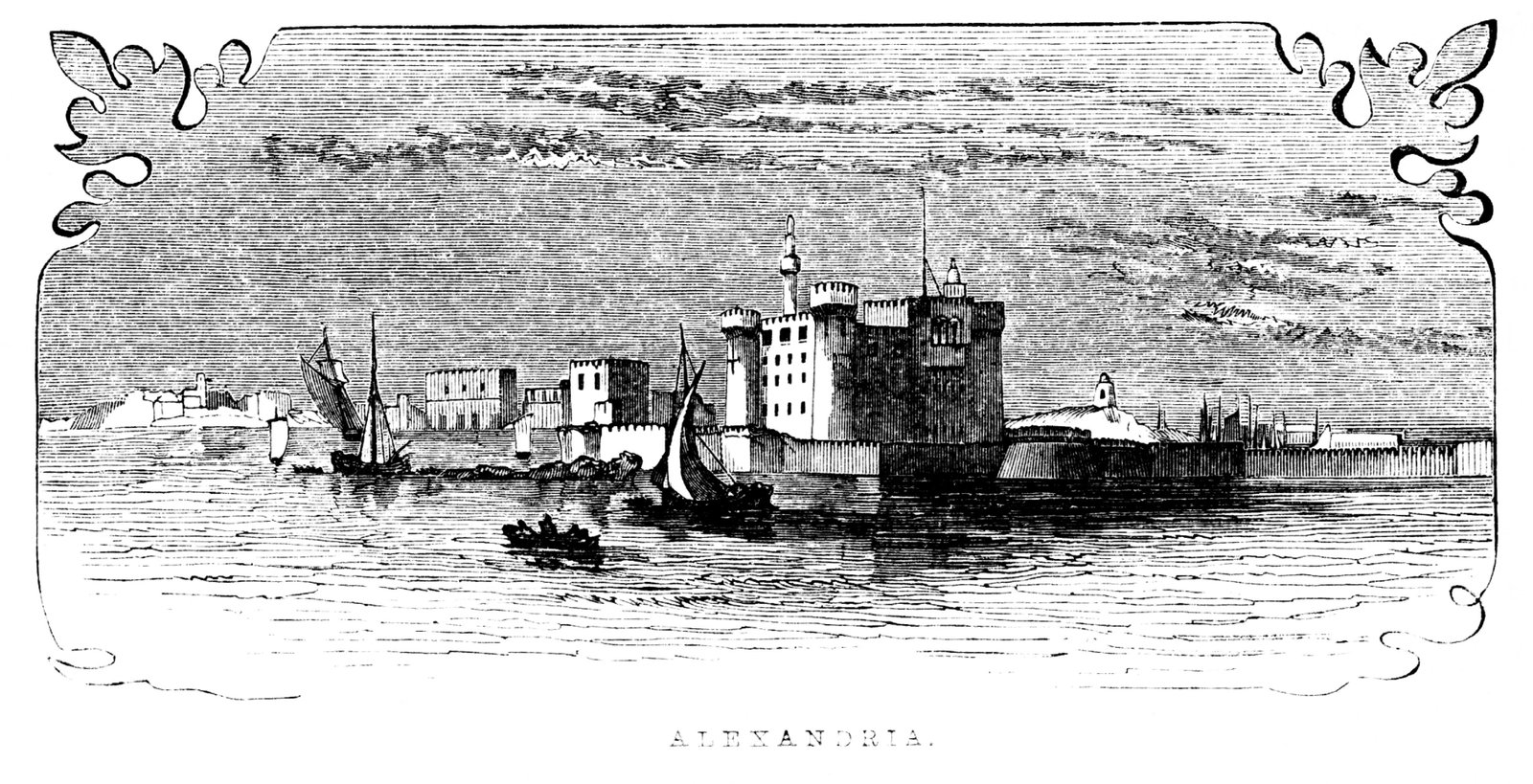 Alexandria, Ancient Egypt. Illustration published 1846.