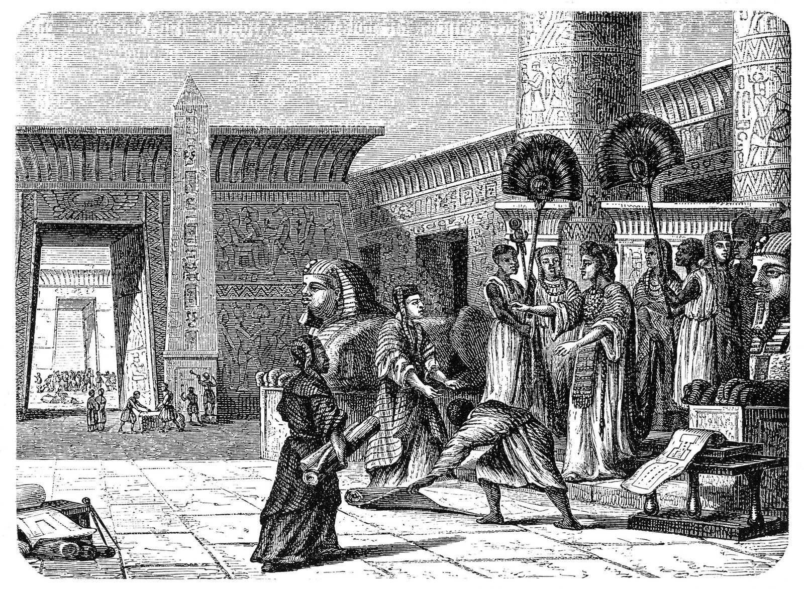 Illustration of a Ptolemy I Soter inaugurates the great library at Alexandria